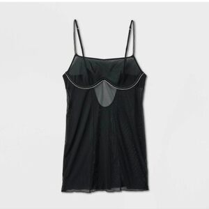 AUDEN Black Women's Rhinestone Lingerie Chemise Nightgown Mesh Dress NEW